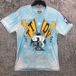 Chemistry Tshirt Mens Medium Blue Burnout Skull Motor Club